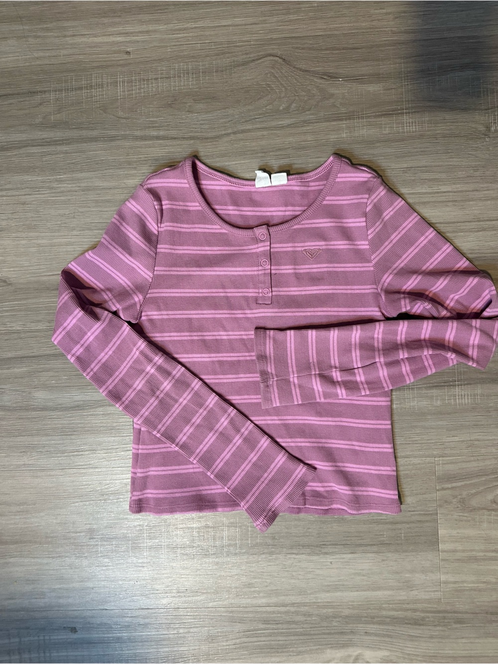Roxy Pink Ribbed Button-Front Top